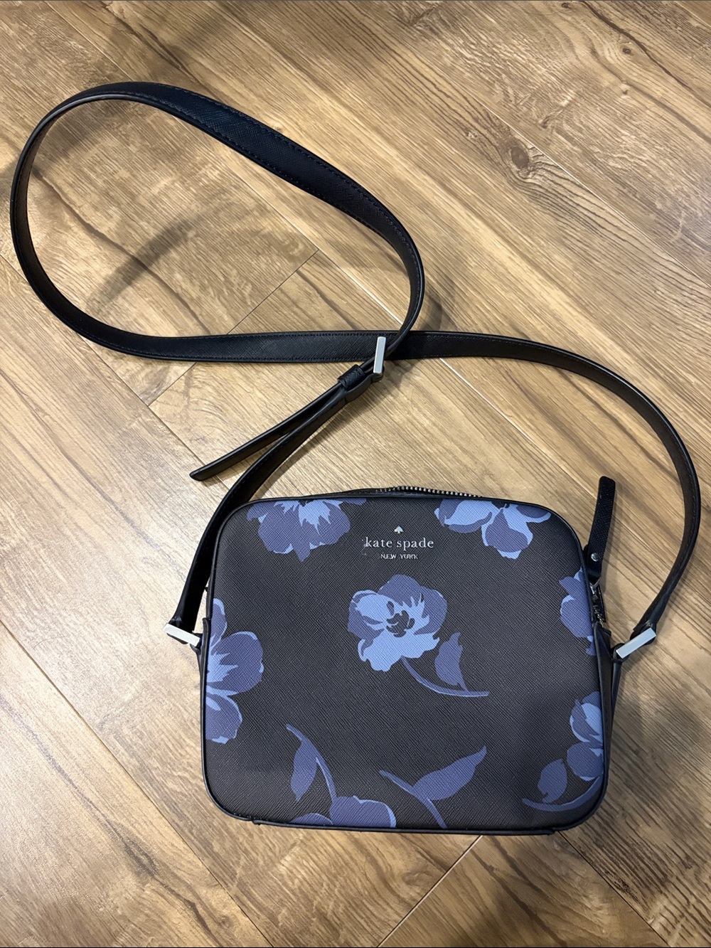 kate spade Dark Blue Crossbody with Blue Floral Print
